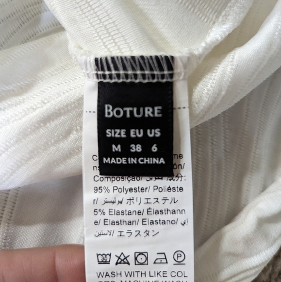 Boture White Line Texture Strapless Sleeveless Romper Size Medium - Picture 3 of 10